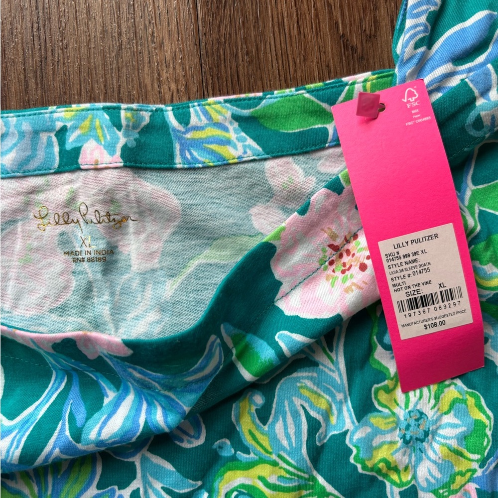 Lilly Pulitzer Blue and Green Floral Dress - Picture 2 of 2